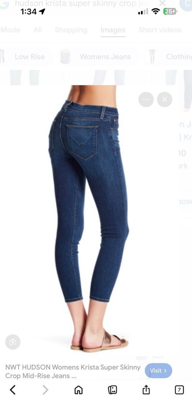 Like New Hudson Womens Krista Super Skinny Crop Mid-Rise Jeans Size 28